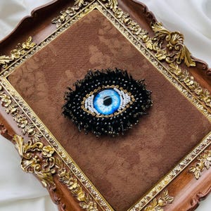 Parche protector 3D contra el mal de ojo / Aplique de ojo azul con cuentas hechas a mano para decoración de chaqueta de traje