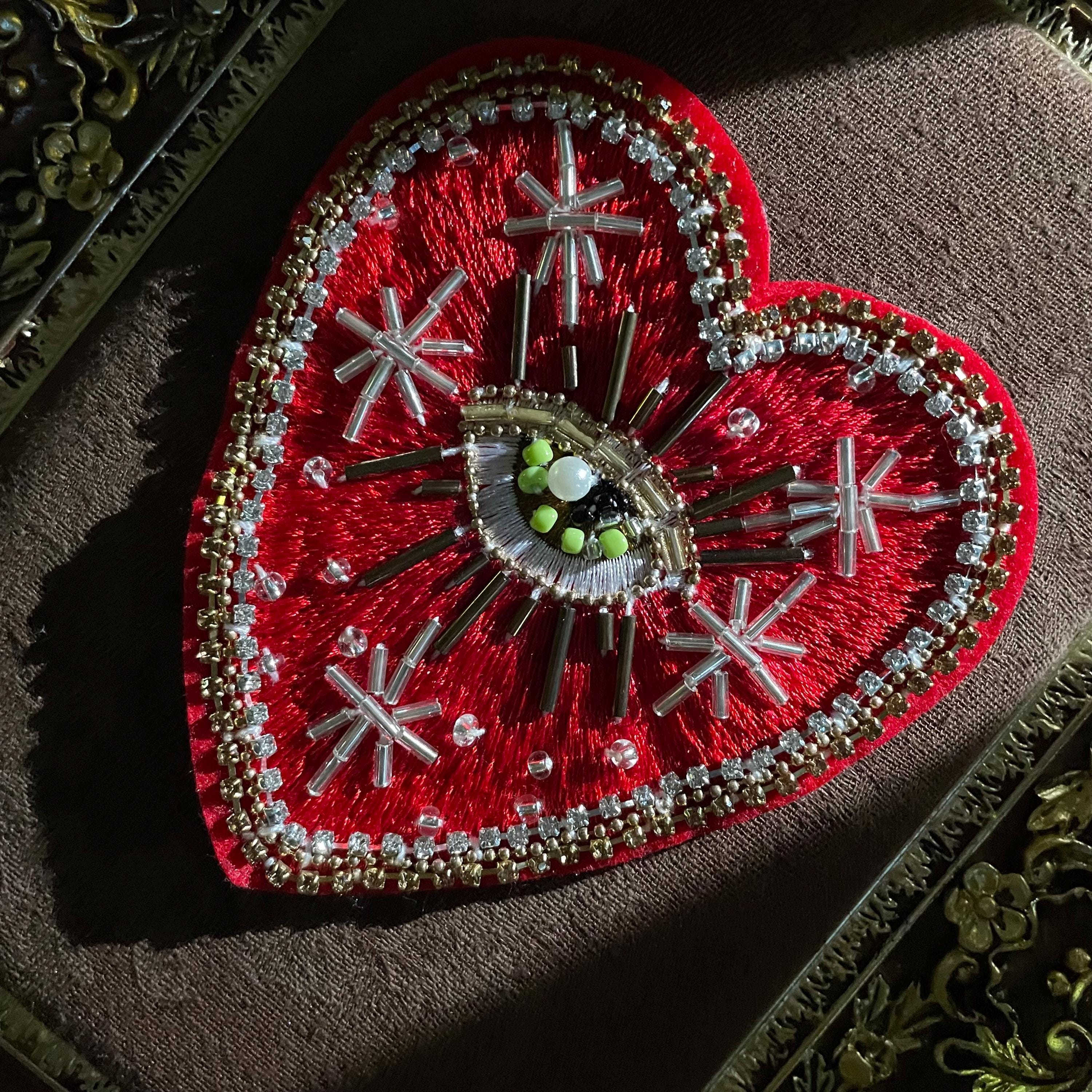 Esoteric Patch Mystic Sacred Heart Evil Eye Patch | Symbolic Hand Beaded Applique ...