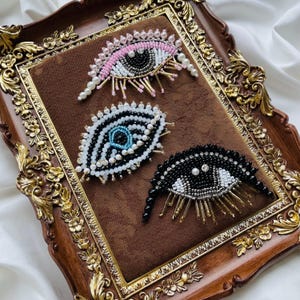 Met de hand bewerkte boze ooglap | Luxe geborduurd oogappliqué | Fashion statement-patch voor jas