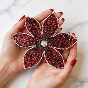 Large Rhinestone Flower Patch - Sparkling Crystal Floral Applique for Jacket ,Denim & Statement Outfit