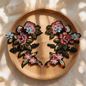 Beaded Floral Embroidery Sequin Patch - Boho Flower Beaded Iron On Applique - Colorful Botanical Patch - Clothing or Home Decoration