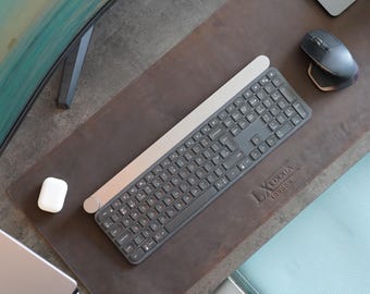 Leather Desk Pad Gift - Handmade Full Grain Leather Desk Mat, Office Desk Accessory, Home Office Gift