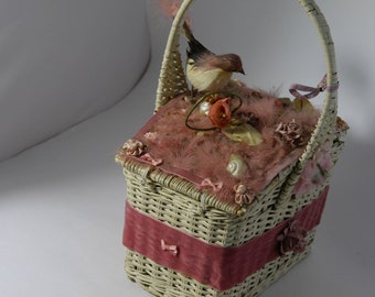 sac à main vintage 1960  " Printemps au Trianon " Versailles    pièce unique  insolite sac de soirée surcyclage mariage cadeau pour elle