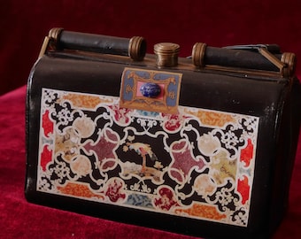 Vintage väska handväska 1950 "PARROT" unik väska vintage väska designerväska konstnärlig väska unik väska aftonväska utsmyckad väska