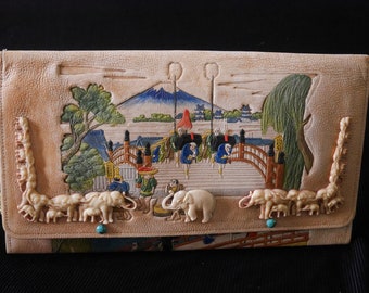 Antik clutch Art déco-aftonclutch 1930 "Japan forever" art déco-väska Japansk väska bröllopsgästklädsel aftonväska