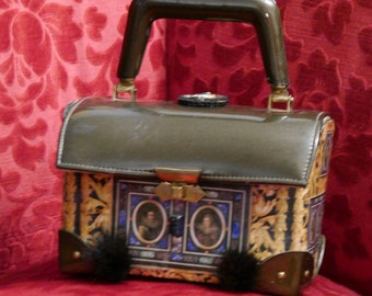 Sac à main vintage 1960  "Divine Florence " pièce unique  sac de soirée  insolite steampunk upcycling mariage surcyclage cadeau pour elle