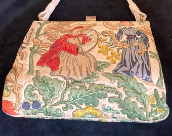 Vintage handbag 1960  " Amour Courtois "  vintage   retro chic    steampunk bag  medieval  embellished bag wedding
