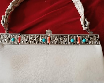 Vintageväska "Nilens hemlighet" vintageväska 1960-talsväska orientalisk väska egyptisk väska konstnärlig väska art déco-väska antik väska aftonväska