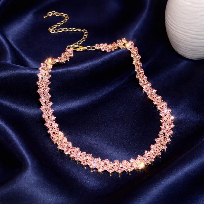 Gold Tennis Necklace for Women, Cubic Zirconia Diamond Look Necklace, Bridal Wedding Jewelry, Elegant Anniversary Gift