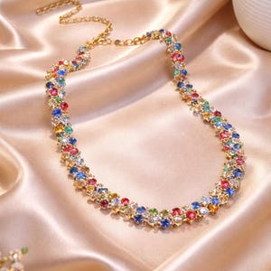 Gold Tennis Necklace for Women, Cubic Zirconia Diamond Look Necklace, Bridal Wedding Jewelry, Elegant Anniversary Gift