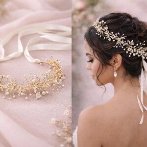 Handmade Bridal Crystal Hair Vine Silver Wedding Headpiece Pearl Leaf Crown Romantic Bride Hair Accessory