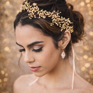 Handmade Bridal Crystal Hair Vine Silver Gold Wedding Headpiece Pearl Leaf Crown Romantic Bride Hair Accessory