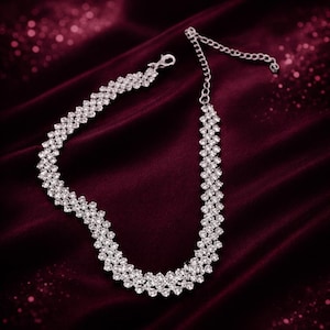 Gold Tennis Necklace for Women, Cubic Zirconia Diamond Look Necklace, Bridal Wedding Jewelry, Elegant Anniversary Gift