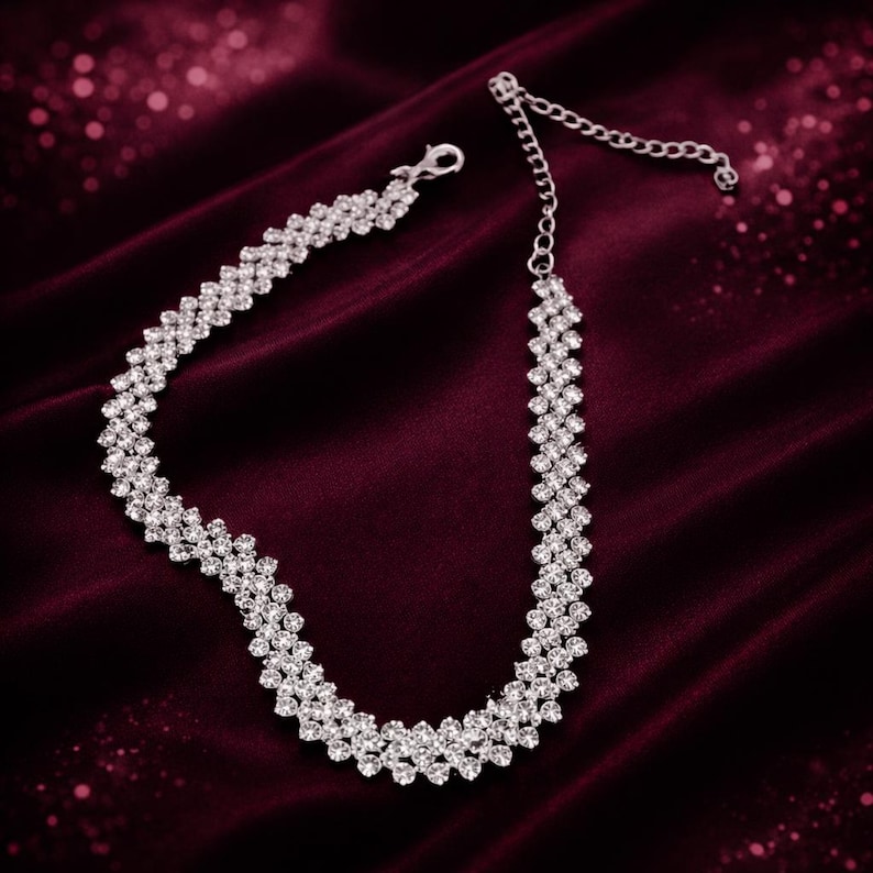 Gold Tennis Necklace for Women, Cubic Zirconia Diamond Look Necklace, Bridal Wedding Jewelry, Elegant Anniversary Gift
