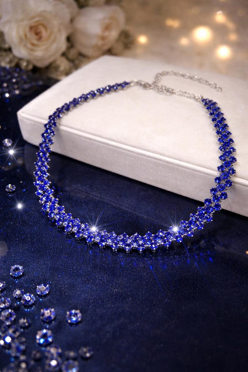 Gold Tennis Necklace for Women, Cubic Zirconia Diamond Look Necklace, Bridal Wedding Jewelry, Elegant Anniversary Gift