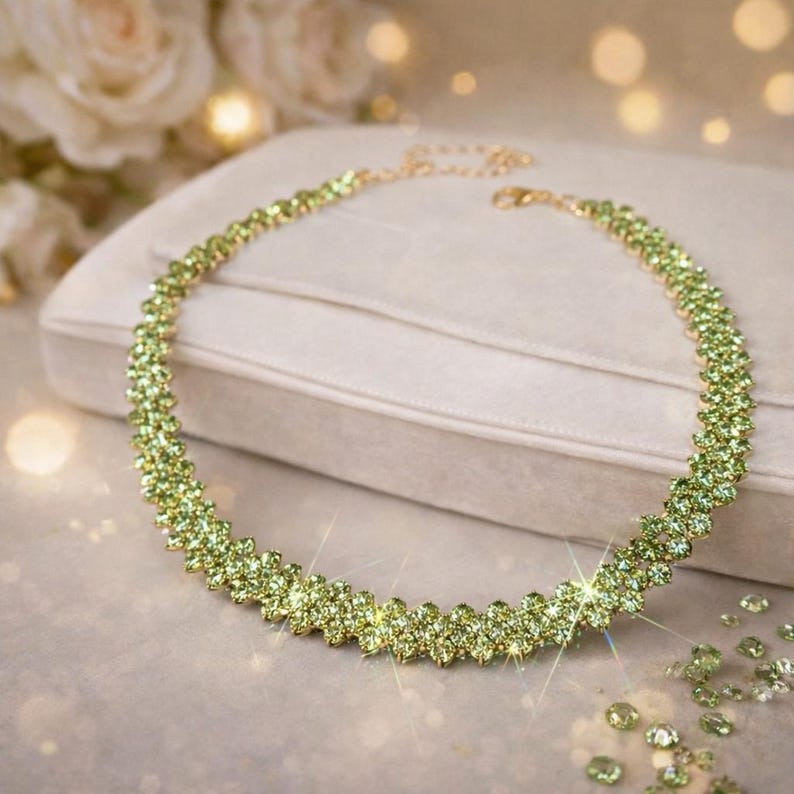 Gold Tennis Necklace for Women, Cubic Zirconia Diamond Look Necklace, Bridal Wedding Jewelry, Elegant Anniversary Gift