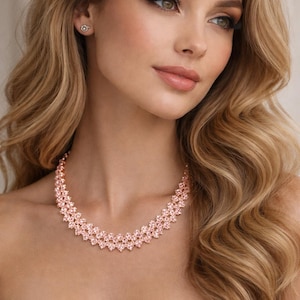 Gold Tennis Necklace for Women, Cubic Zirconia Diamond Look Necklace, Bridal Wedding Jewelry, Elegant Anniversary Gift