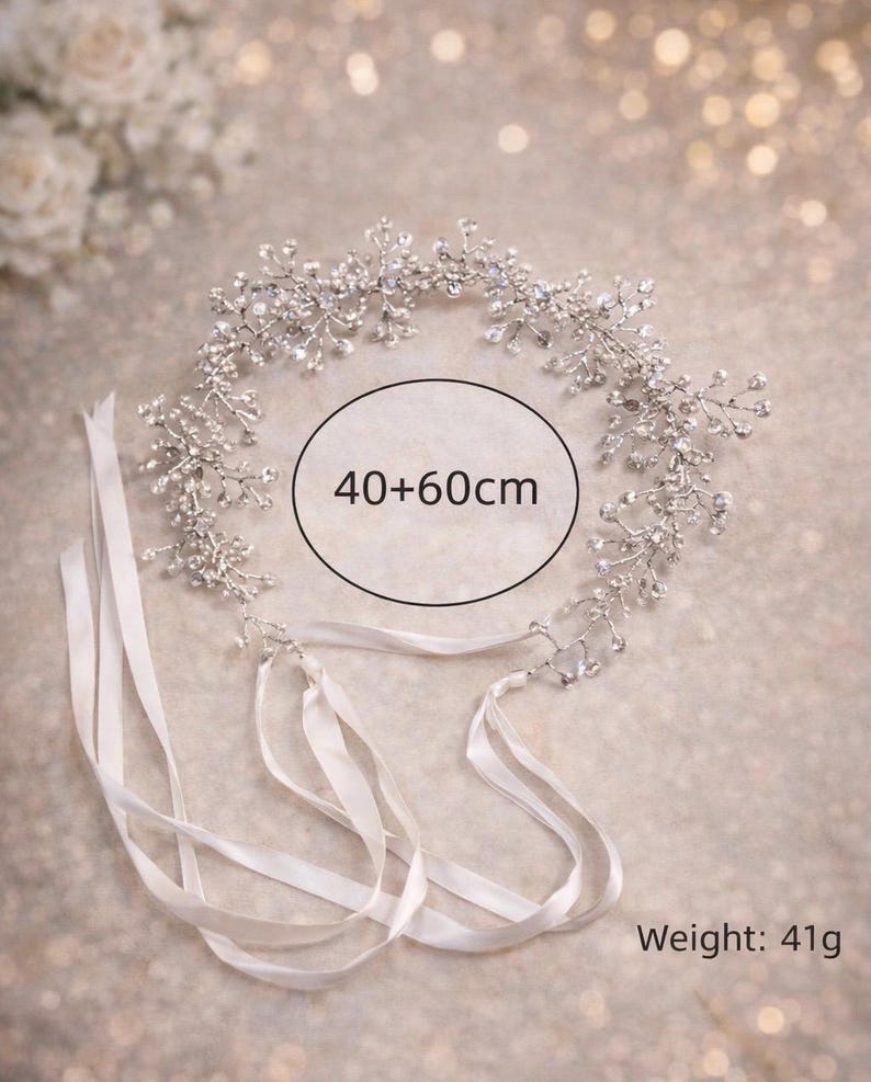 Handmade Bridal Crystal Hair Vine Silver Wedding Headpiece Pearl Leaf Crown Romantic Bride Hair Accessory