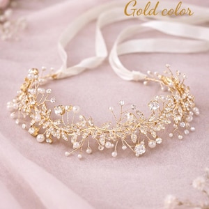 Handmade Bridal Crystal Hair Vine Silver Wedding Headpiece Pearl Leaf Crown Romantic Bride Hair Accessory