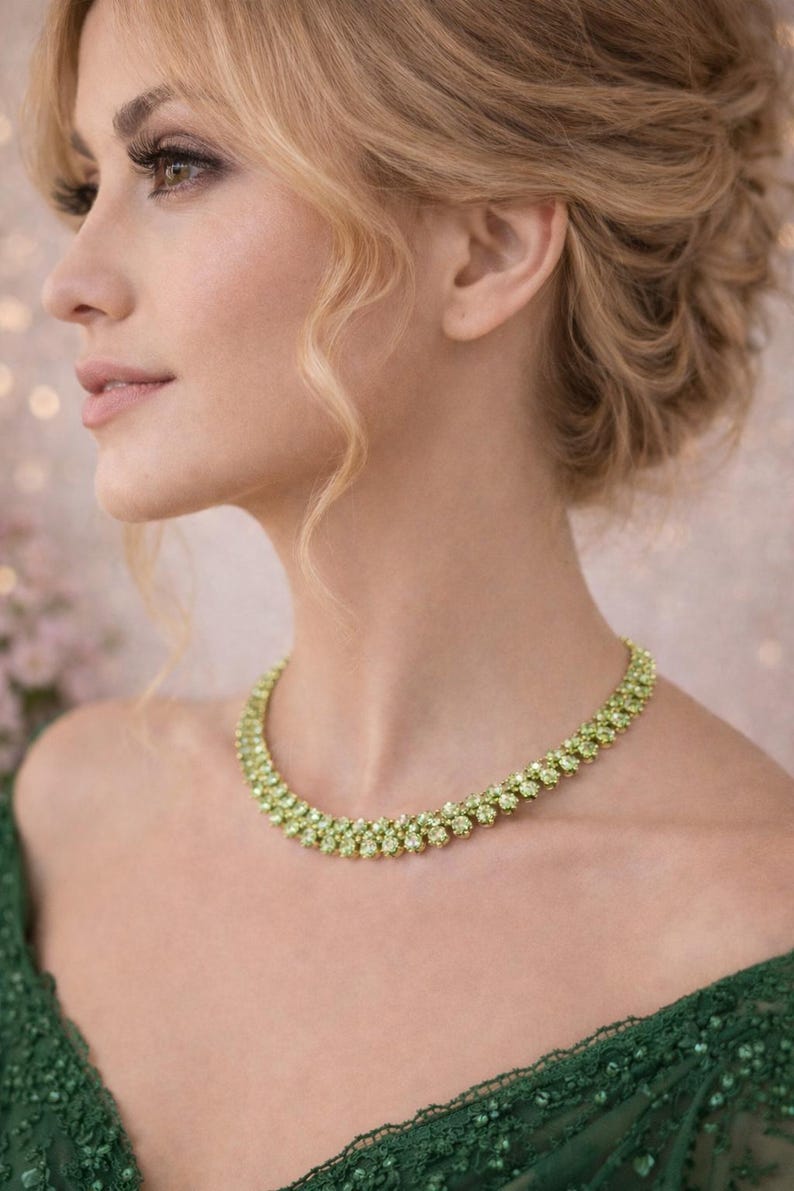 Gold Tennis Necklace for Women, Cubic Zirconia Diamond Look Necklace, Bridal Wedding Jewelry, Elegant Anniversary Gift