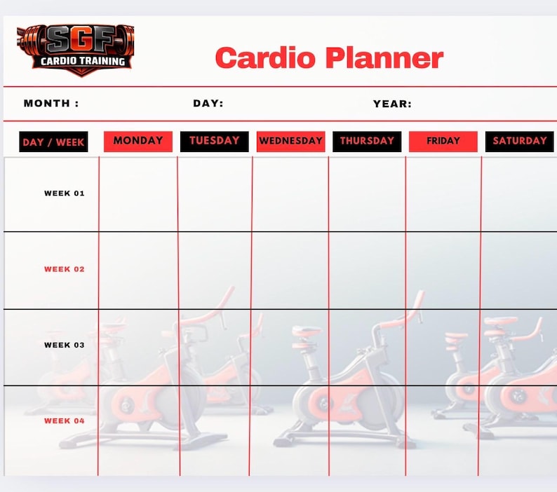 Cardio Routine Print Off Cardio Planner - Etsy