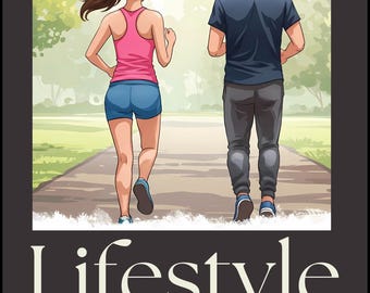 May include: Illustration of two people running on a path in a park. One person wears a pink tank top and blue shorts, the other wears a blue t-shirt and gray pants. The image has the words "Lifestyle planner" at the bottom.
