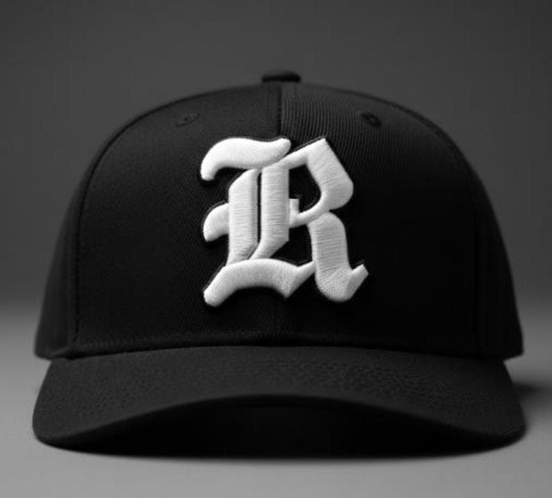 Cap With Letter R 3D Puff Old English Letter R Embroidery Design - Cap Size - Etsy