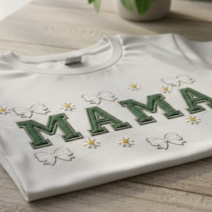 MAMA stoffen borduurontwerp chenille-stijl MAMA gedigitaliseerd bestand voor hoodies en shirts