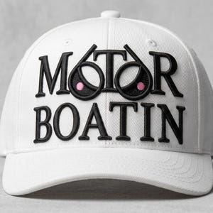 Motor Boatin 3d Puff Embroidery Design | Funny Boat Lover Machine File (Instant Download)