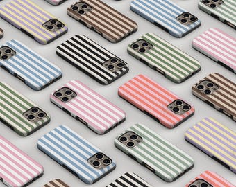 Striped Phone Case: Minimal Bicolor Aesthetic Cover for iPhone 17 16 15 14 13 + MagSafe, Samsung Galaxy S25 S24 S23