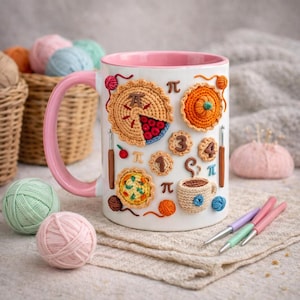 Taza de ganchillo del Día Pi, taza de café con forma de pastel de matemáticas de 3.14, regalo divertido para nerds de matemáticas, regalo para profesores de matemáticas, taza para amantes de STEM
