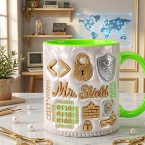 Personalisierte Cyber Sicherheit Tasse, Name Sicherheitstechniker Geschenk, Hacker Kaffeetasse, IT Sicherheit Geek, Programmierer Tech Liebhaber Geschenk
