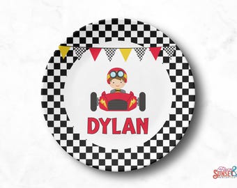 Red Race Car Name Plate, Personalized Birthday Plate, Reusable Racing Dish, Birthday Gift Idea for Kids, Keepsake for Boys