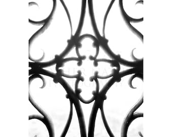 Antique and Distressed Decorative Wrought Iron Window Grille 2791