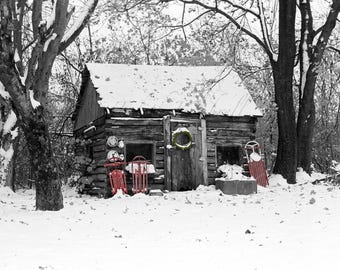 Cozy Cabin in the Woods in Winter Snow, Michigan 650
