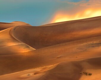 Sand Dunes at Sunset at the Great Sand Dunes National Park, Colorado 1954