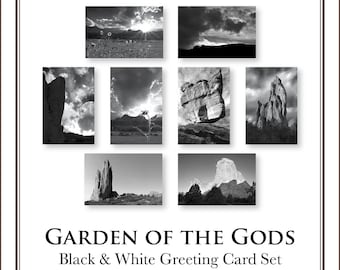 Garden of the Gods Black & White Greeting Card Set - 8 Pack - Blank Inside