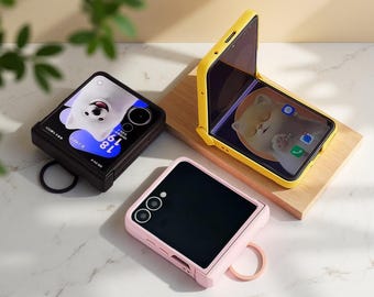 Solid Color Ring Case mit Mittelachse für Samsung Galaxy Z Flip 7 / Flip 7 FE / Flip 6 / Flip 5 Schutzhülle