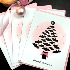 5 or 10 pack Season's Creepings Bat Christmas Tree Card