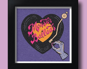 Monster Ballads Heart Shaped Record Art Print (unframed)