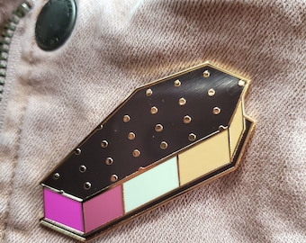 Neapolitan Ice Cream Coffin Sandwich Enamel Pin