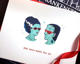 Frankenstein and Bride of Frankenstein Valentine's Day / Anniversary / Love Greeting Card