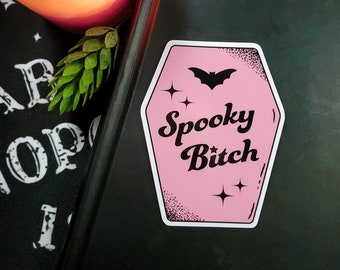 Spooky Bitch Coffin Shaped Sticker