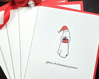5 or 10 Pack Ghost of Christmas Present Christmas Cards