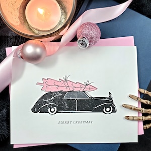 Merry Creepmas / Hearse and Christmas Tree Card image 1