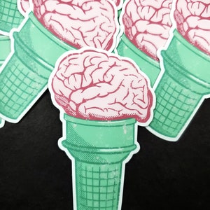 Brain Ice Cream Cone / Brain Freeze Sticker image 1