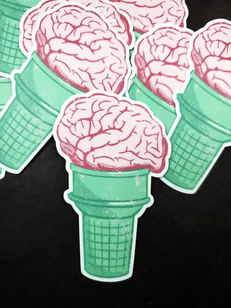 Brain Ice Cream Cone / Brain Freeze Sticker image 1