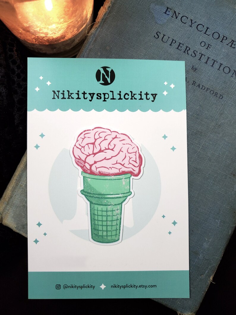 Brain Ice Cream Cone / Brain Freeze Sticker image 5