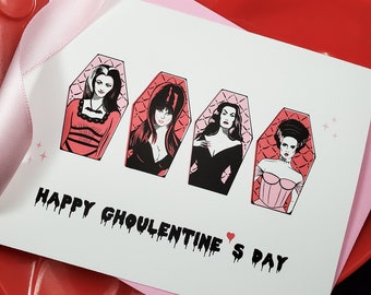 Happy Ghoulentine's Day / Valentine's Day Ladies of Horror Single Greeting Card