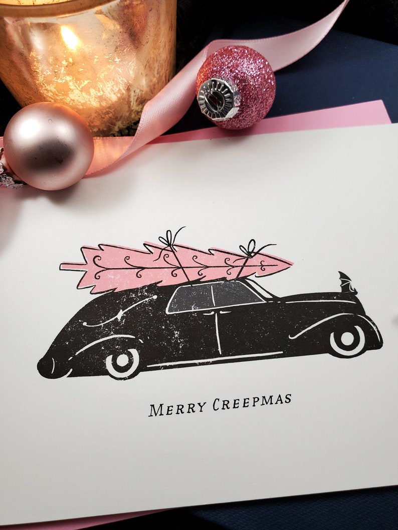 Merry Creepmas / Hearse and Christmas Tree Card image 2